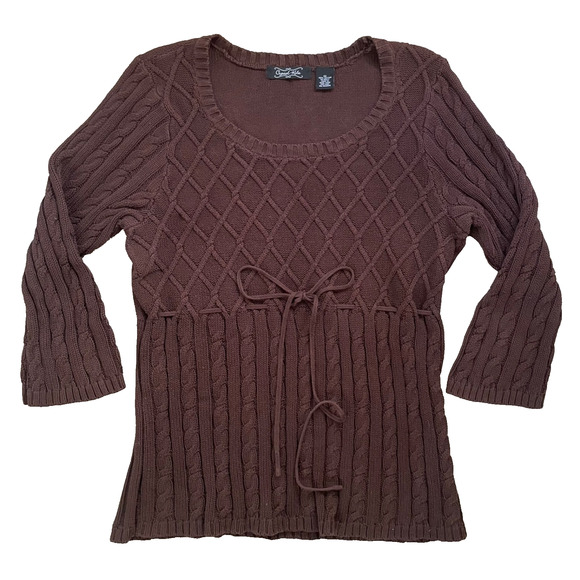 Crystal Kobe Y2K Brown Cable Knit Sweater Top Forest Fairy Cottagecore Boho - Picture 3 of 8